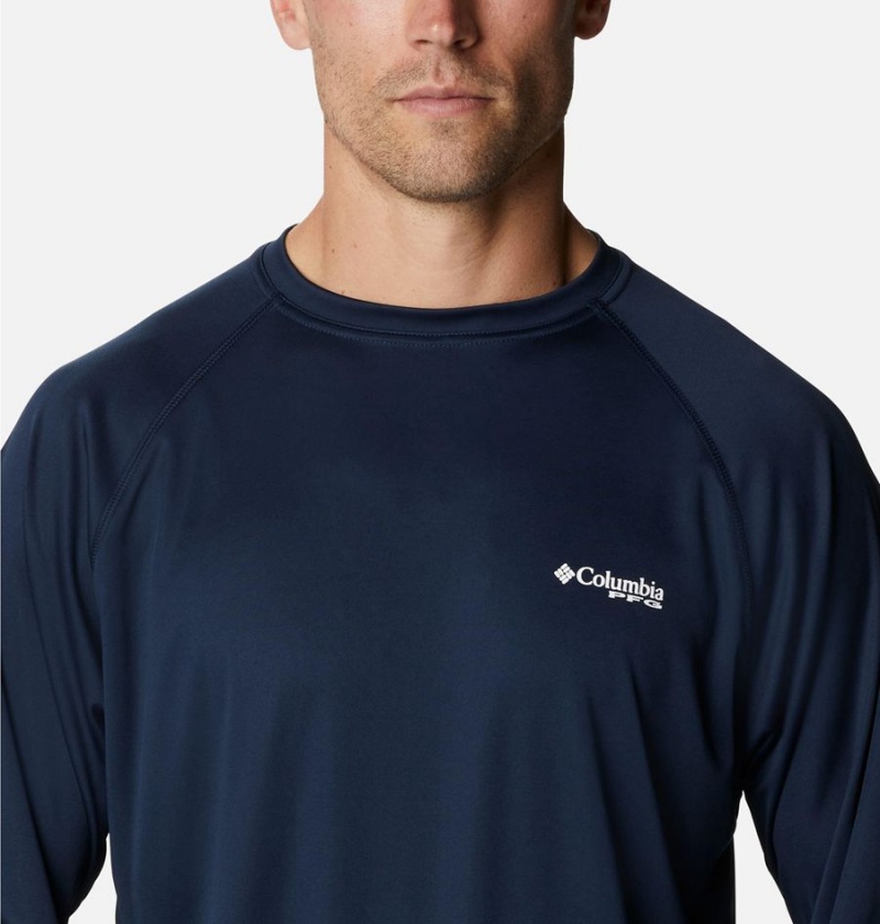 Columbia PFG Terminal Tackle Long Sleeve Men's T-Shirt Navy | YTLFRU-261
