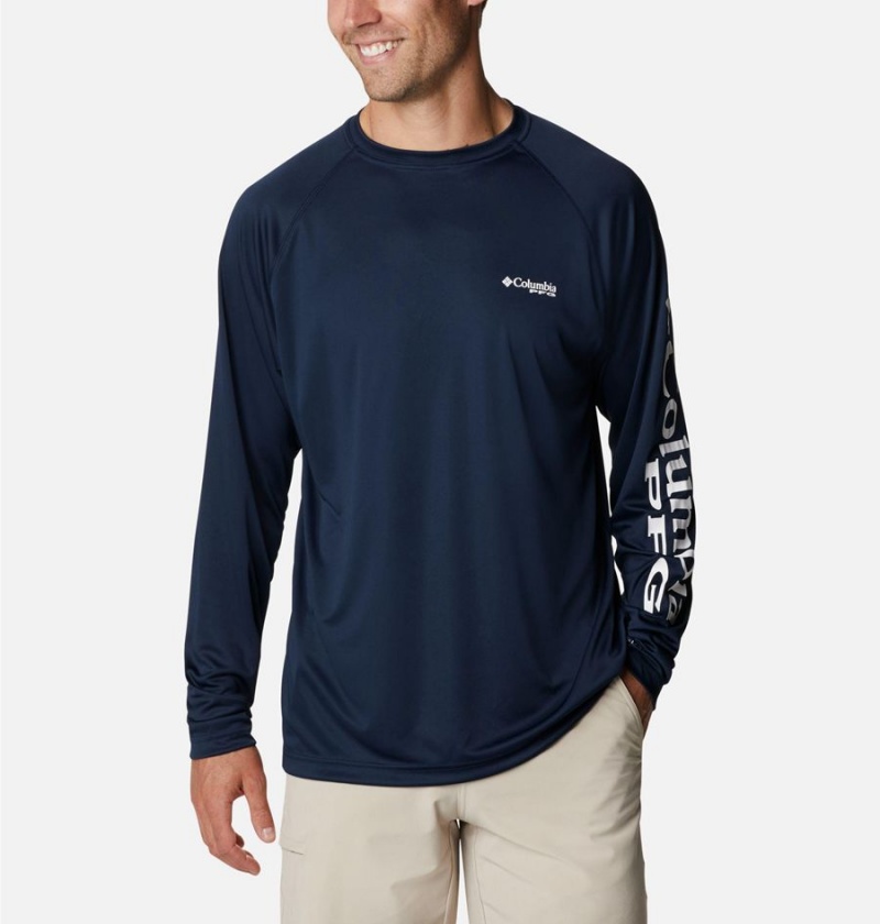Columbia PFG Terminal Tackle Long Sleeve Men\'s T-Shirt Navy | YTLFRU-261