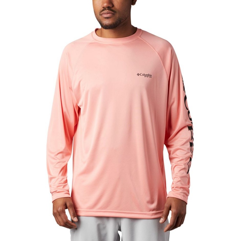Columbia PFG Terminal Tackle Long Sleeve Men\'s T-Shirt Pink | VBKQCE-019