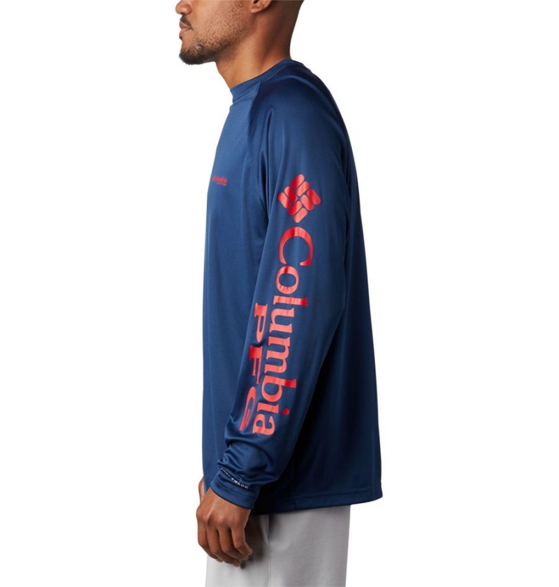 Columbia PFG Terminal Tackle Long Sleeve Men's T-Shirt Blue | AVUBEO-136