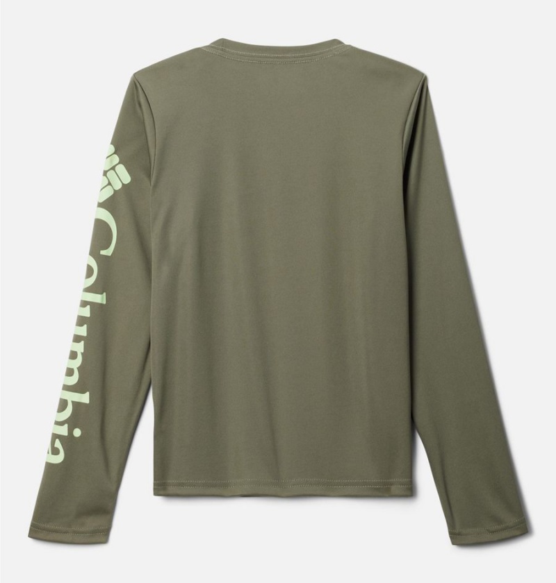 Columbia PFG Terminal Tackle Long Sleeve Kids' T-Shirt Green | GSRMQX-861