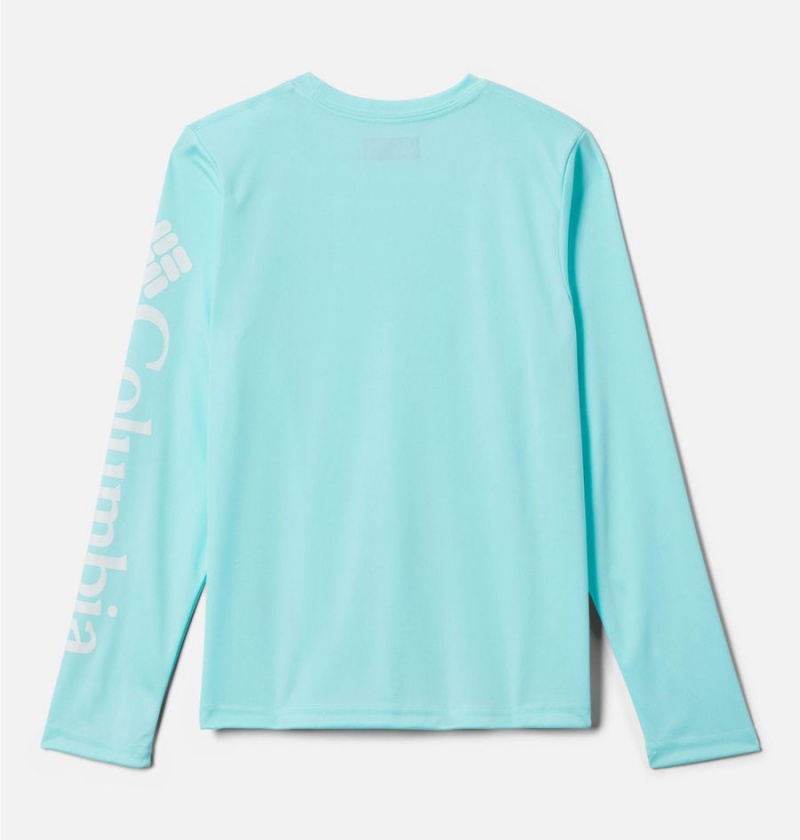 Columbia PFG Terminal Tackle Long Sleeve Kids' T-Shirt Turquoise | DAIUVP-463