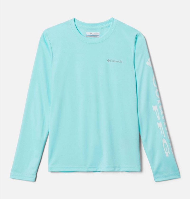 Columbia PFG Terminal Tackle Long Sleeve Kids\' T-Shirt Turquoise | DAIUVP-463
