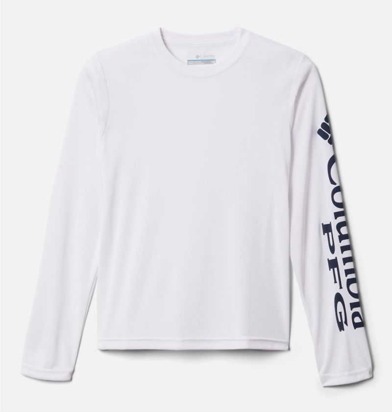 Columbia PFG Terminal Tackle Long Sleeve Kids\' T-Shirt White | EUDTHG-613