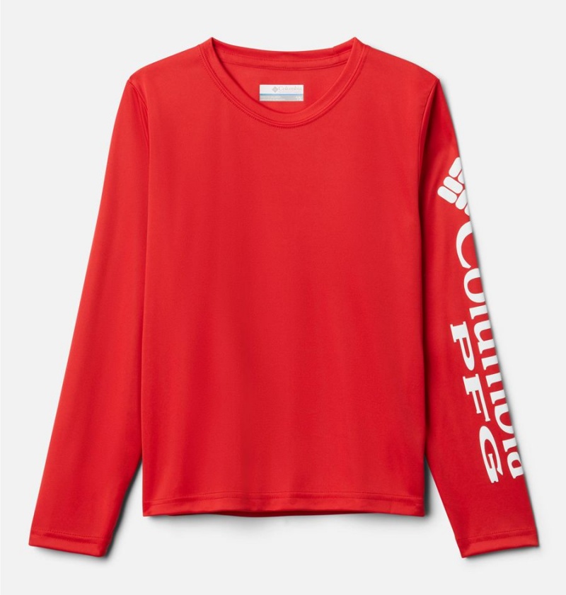 Columbia PFG Terminal Tackle Long Sleeve Kids\' T-Shirt Red | SJVXHO-085