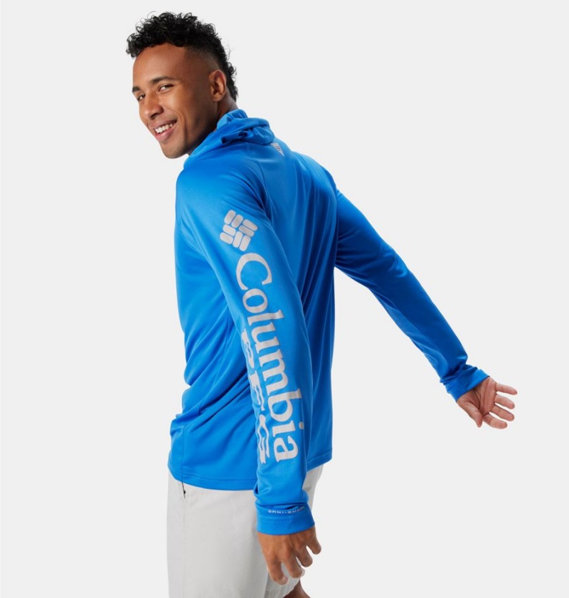 Columbia PFG Terminal Tackle Men's Hoodie Blue | KCQGEW-037