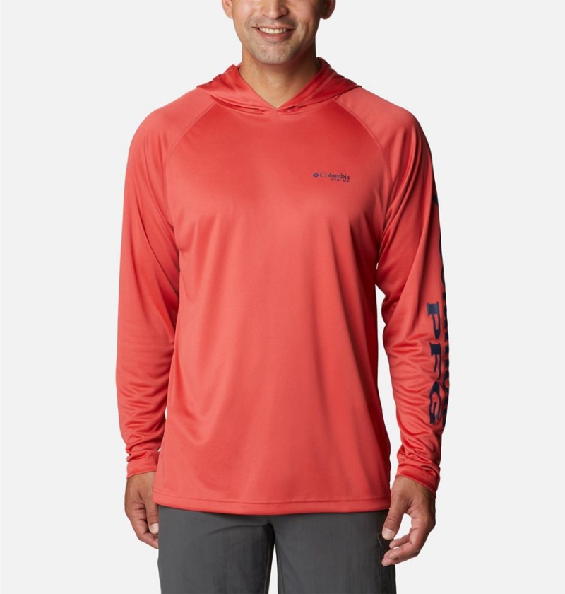 Columbia PFG Terminal Tackle Men\'s Hoodie Red | NWMFRX-417