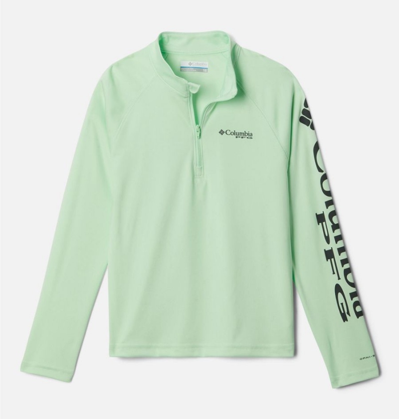 Columbia PFG Terminal Tackle Quarter Zip Pullover Kids\' Fleece Green | MCNVSA-231