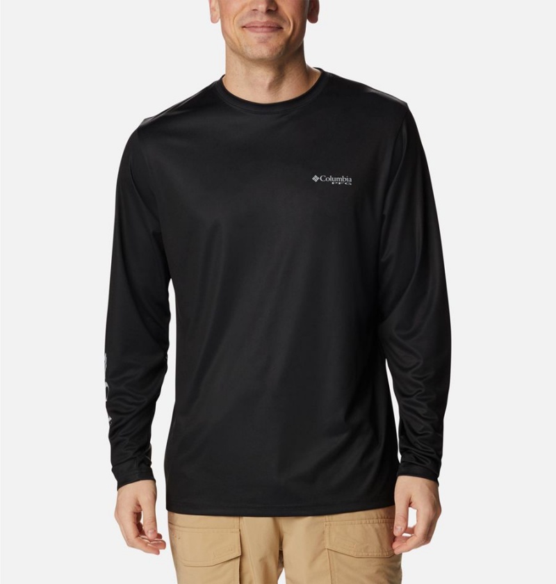 Columbia PFG Terminal Tackle Statetriot Long Sleeve Men's T-Shirt Black | BXPMWV-364