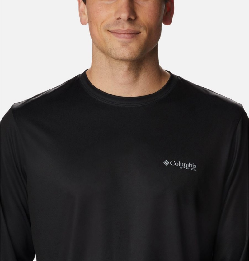 Columbia PFG Terminal Tackle Statetriot Long Sleeve Men's T-Shirt Black | BXPMWV-364