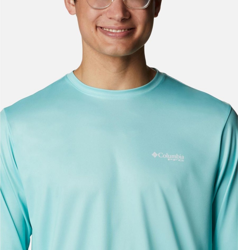 Columbia PFG Terminal Tackle Statetriot Long Sleeve Men's T-Shirt Turquoise | ENVLCO-206