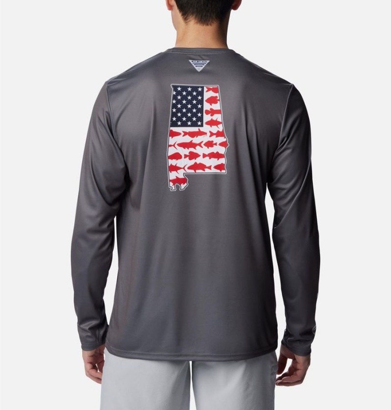Columbia PFG Terminal Tackle Statetriot Long Sleeve Men's T-Shirt Grey | NGVPEB-652