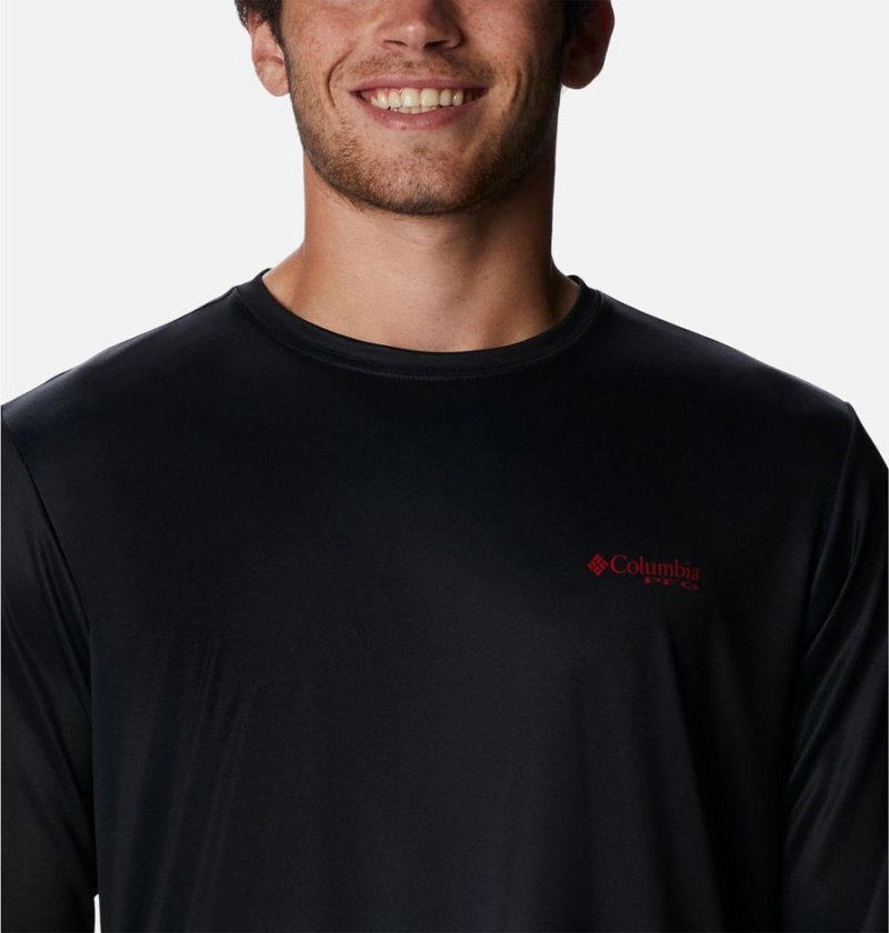 Columbia PFG Terminal Tackle Statetriot Long Sleeve Men's T-Shirt Black | HCRPAT-028