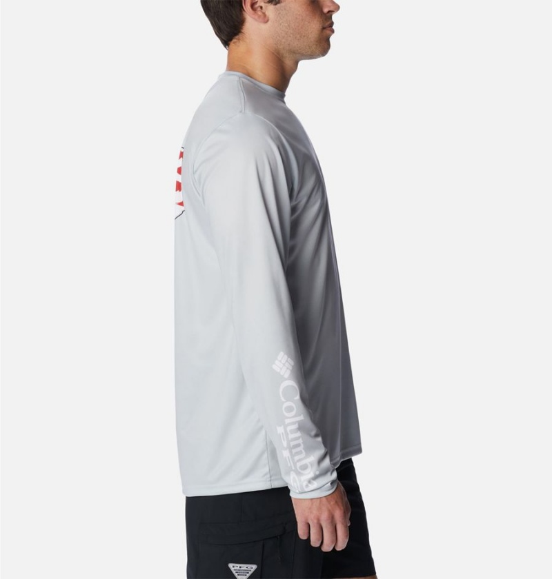 Columbia PFG Terminal Tackle Statetriot Long Sleeve Men's T-Shirt Grey | TGYINR-418