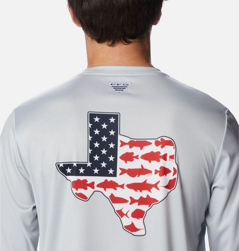 Columbia PFG Terminal Tackle Statetriot Long Sleeve Men's T-Shirt Grey | TGYINR-418