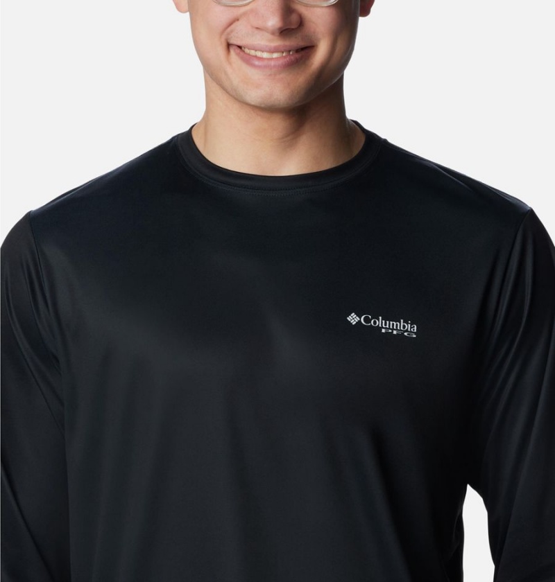 Columbia PFG Terminal Tackle Statetriot Long Sleeve Men's T-Shirt Black | OGLEVI-208