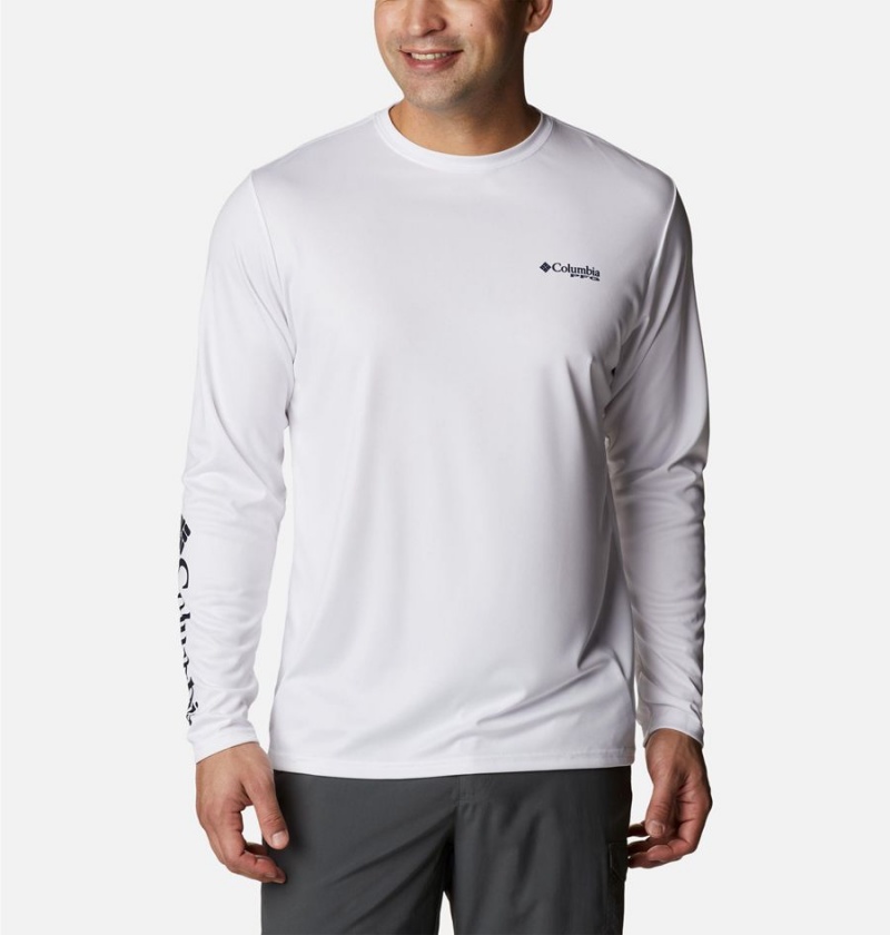 Columbia PFG Terminal Tackle Statetriot Long Sleeve Men's T-Shirt White | ZXUSBE-085