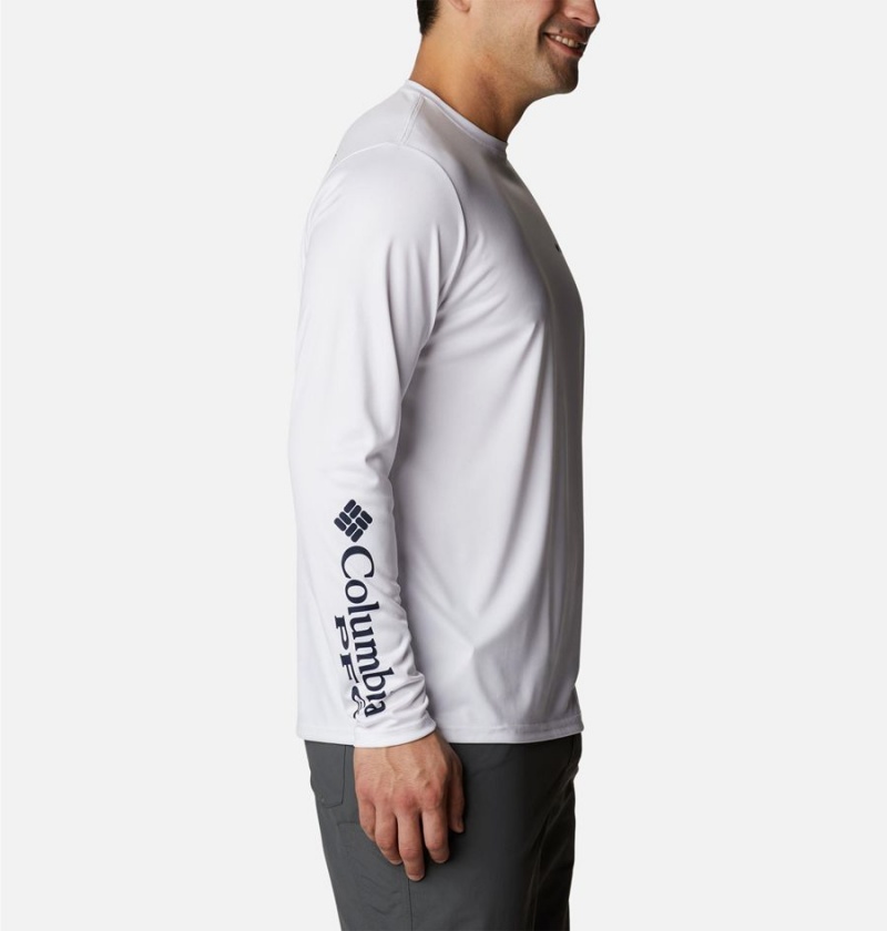 Columbia PFG Terminal Tackle Statetriot Long Sleeve Men's T-Shirt White | ZXUSBE-085