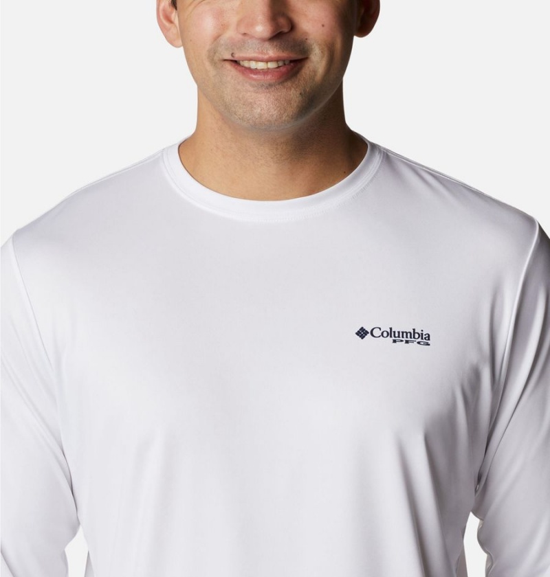 Columbia PFG Terminal Tackle Statetriot Long Sleeve Men's T-Shirt White | ZXUSBE-085