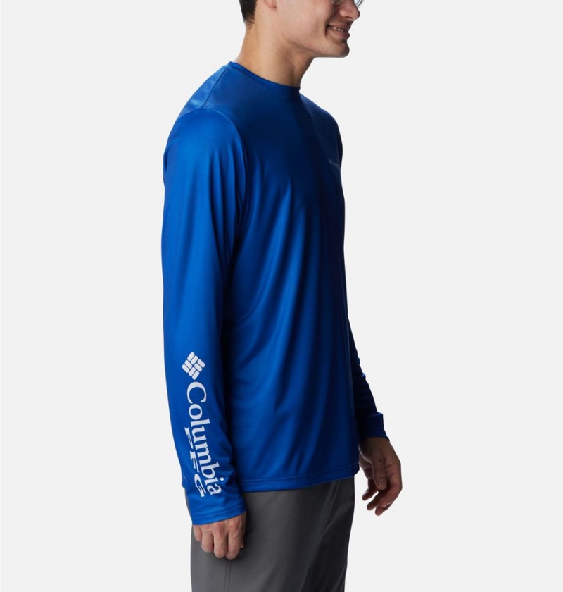 Columbia PFG Terminal Tackle Statetriot Long Sleeve Men's T-Shirt Blue | KIYXEB-406