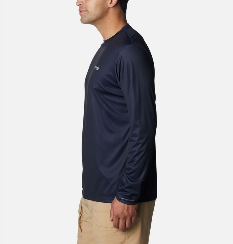 Columbia PFG Terminal Tackle Statetriot Long Sleeve Men's T-Shirt Navy | QBVOTH-542