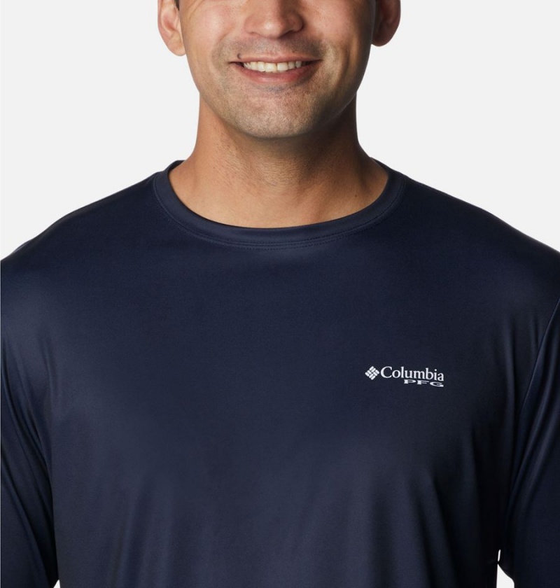 Columbia PFG Terminal Tackle Statetriot Long Sleeve Men's T-Shirt Navy | QBVOTH-542