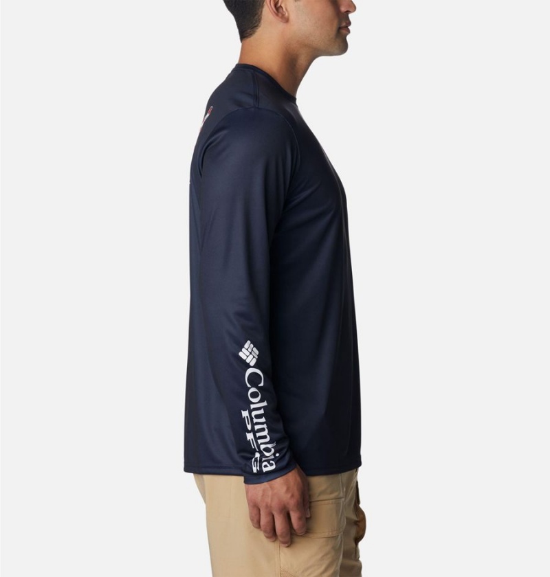 Columbia PFG Terminal Tackle Statetriot Long Sleeve Men's T-Shirt Navy | QBVOTH-542