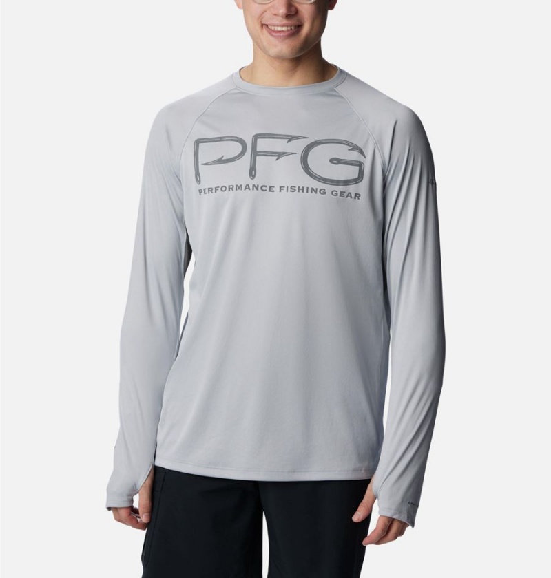 Columbia PFG Terminal Tackle Vent Long Sleeve Men\'s T-Shirt Grey | KJDUNG-870