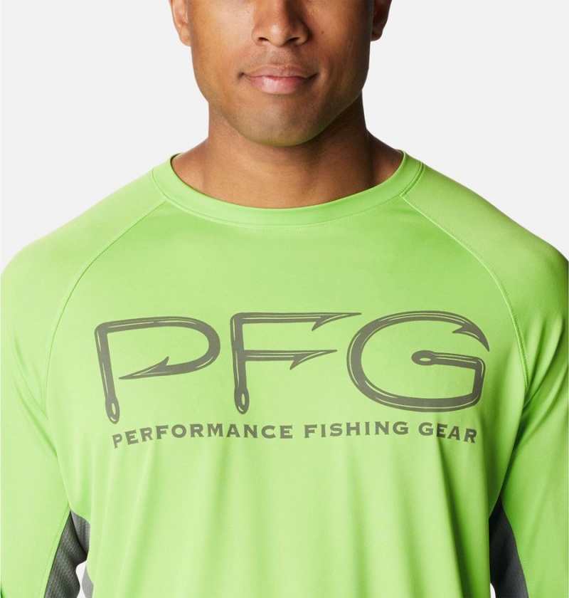 Columbia PFG Terminal Tackle Vent Long Sleeve Men's T-Shirt Green | IRDKMO-241