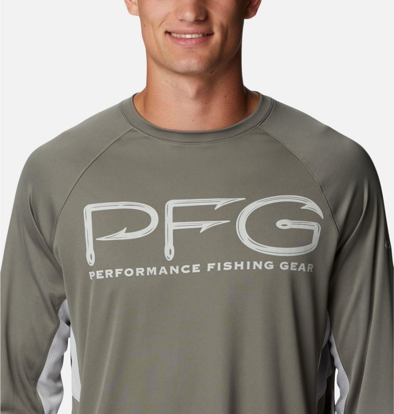 Columbia PFG Terminal Tackle Vent Long Sleeve Men's T-Shirt Green | ZCDGAU-081