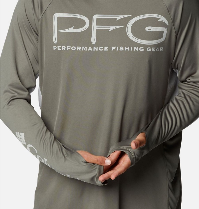 Columbia PFG Terminal Tackle Vent Long Sleeve Men's T-Shirt Green | ZCDGAU-081