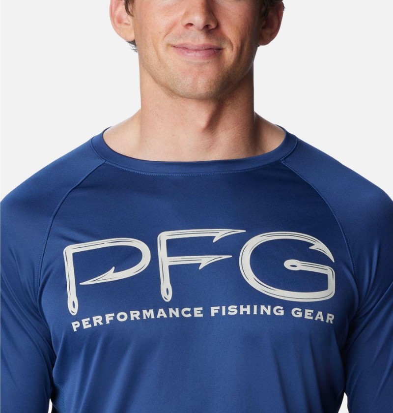 Columbia PFG Terminal Tackle Vent Long Sleeve Men's T-Shirt Blue | GBHDZJ-742