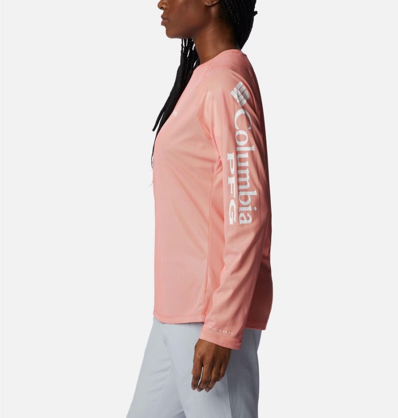 Columbia PFG Tidal Deflector Long Sleeve Women's T-Shirt Coral | CZPBSO-573