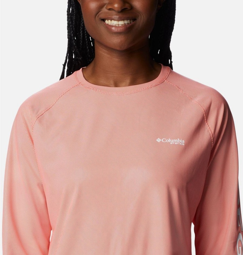 Columbia PFG Tidal Deflector Long Sleeve Women's T-Shirt Coral | CZPBSO-573
