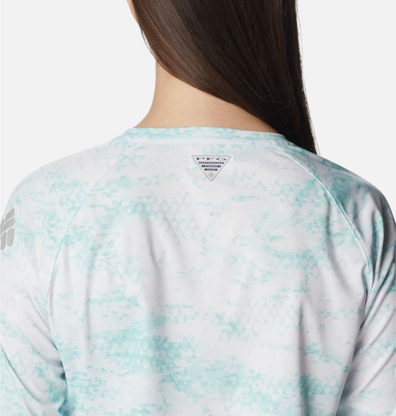 Columbia PFG Tidal Deflector Printed Long Sleeve Women's T-Shirt Blue | NPKBZV-312