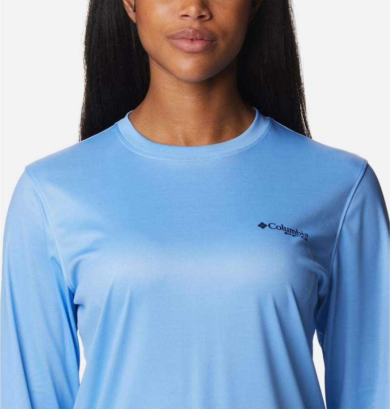 Columbia PFG Tidal Fish Star Long Sleeve Women's T-Shirt Blue | FKDYVZ-861