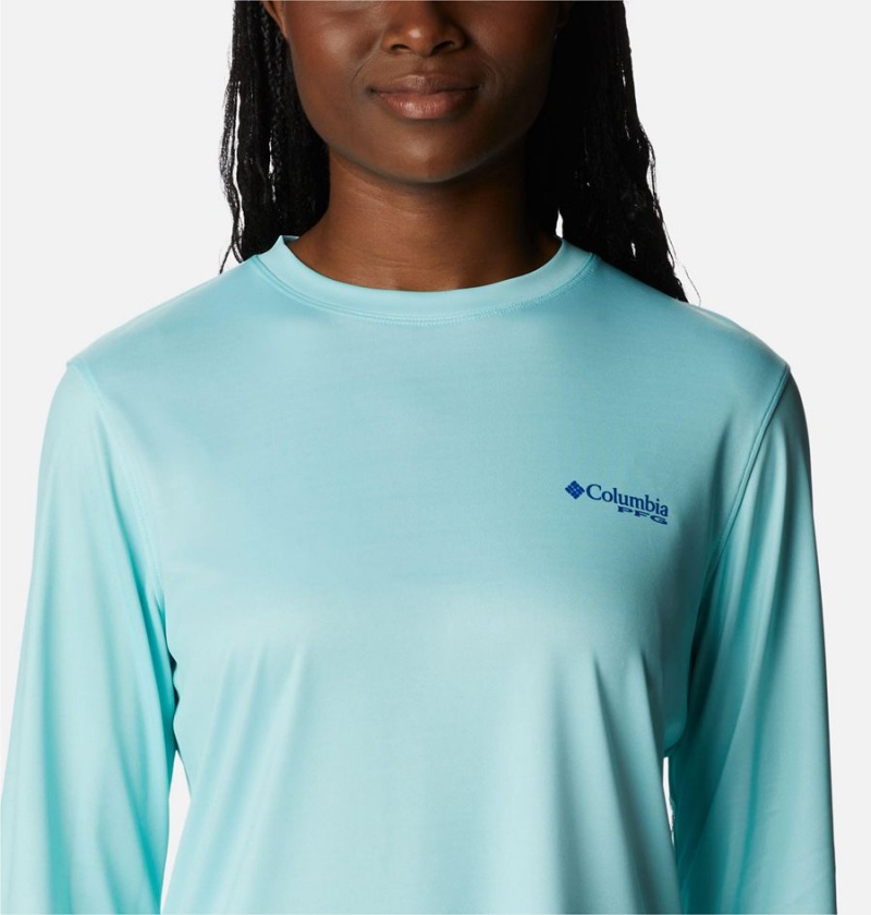 Columbia PFG Tidal Fish Star Long Sleeve Women's T-Shirt Blue | QNHFVR-086