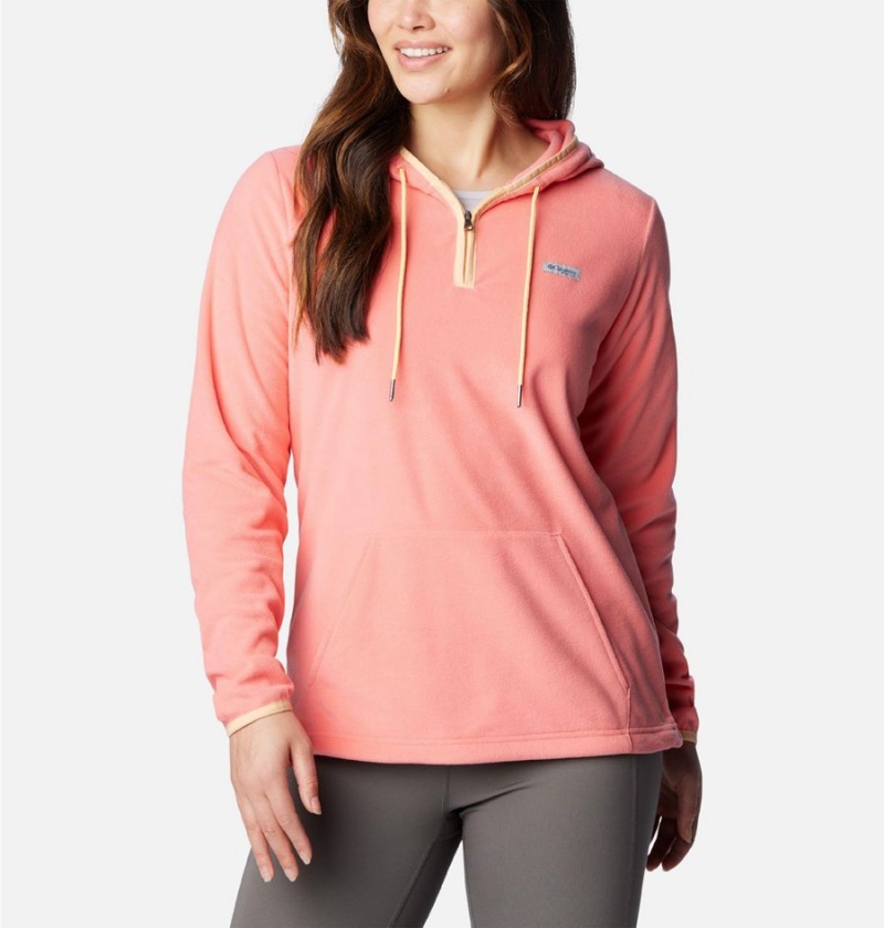 Columbia PFG Tidal Fleece Women\'s Hoodie Coral | NOJGLQ-018
