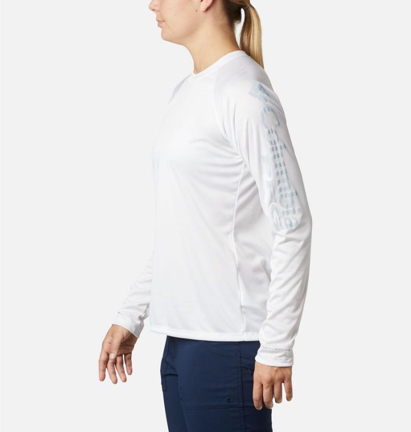 Columbia PFG Tidal II Long Sleeve Women's T-Shirt White | HIXOFM-153