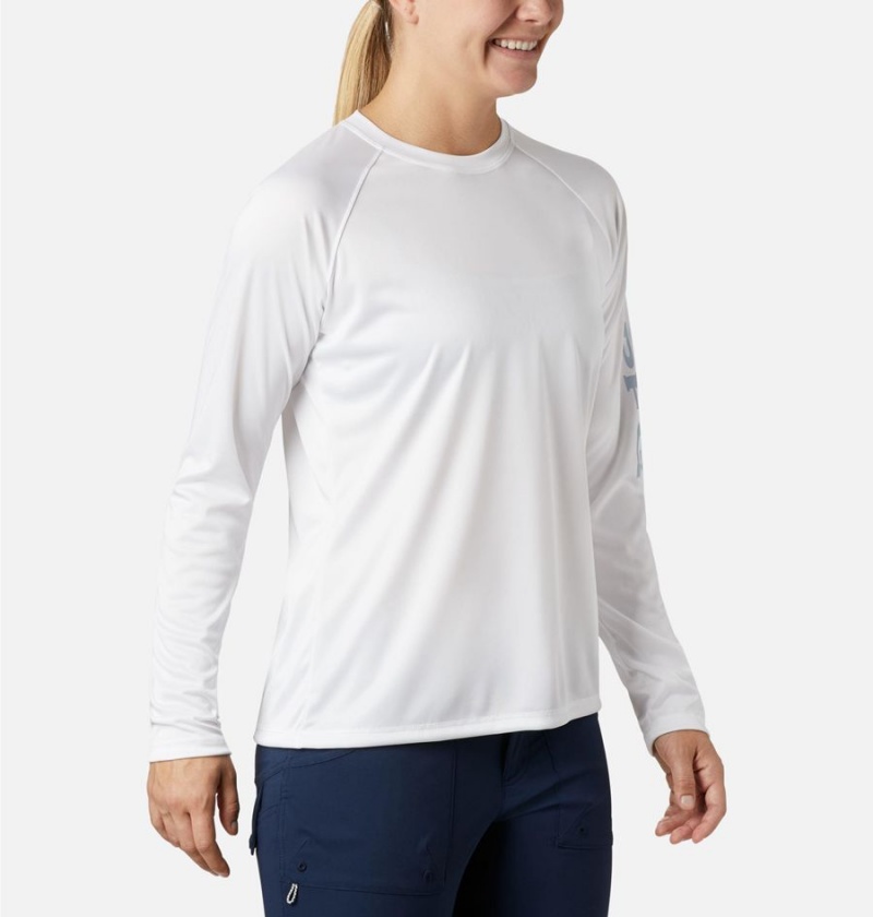 Columbia PFG Tidal II Long Sleeve Women's T-Shirt White | HIXOFM-153