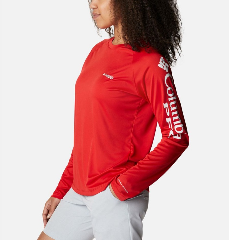 Columbia PFG Tidal II Long Sleeve Women's T-Shirt Red | RFXOSN-867