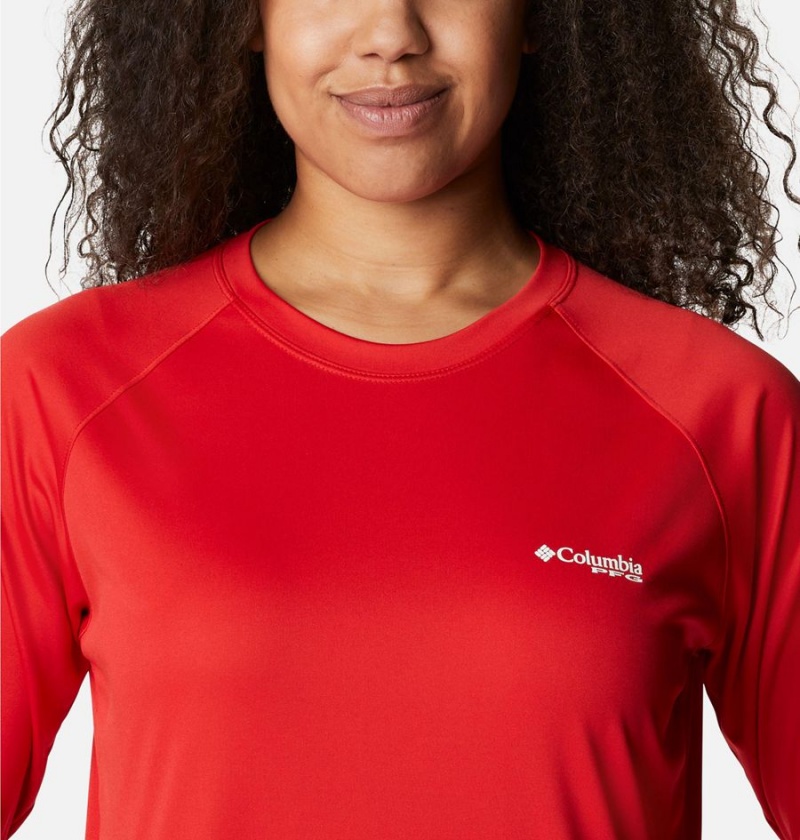 Columbia PFG Tidal II Long Sleeve Women's T-Shirt Red | RFXOSN-867