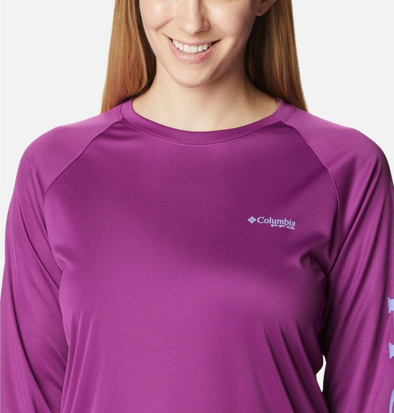Columbia PFG Tidal II Long Sleeve Women's T-Shirt Purple | BIXZGE-680