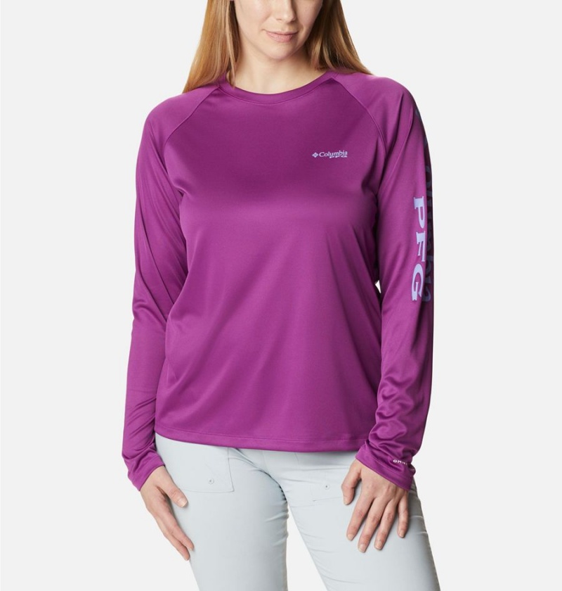 Columbia PFG Tidal II Long Sleeve Women\'s T-Shirt Purple | BIXZGE-680