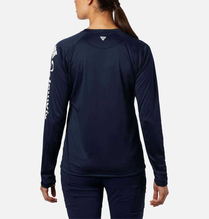 Columbia PFG Tidal II Long Sleeve Women's T-Shirt Navy | TIFJZX-310