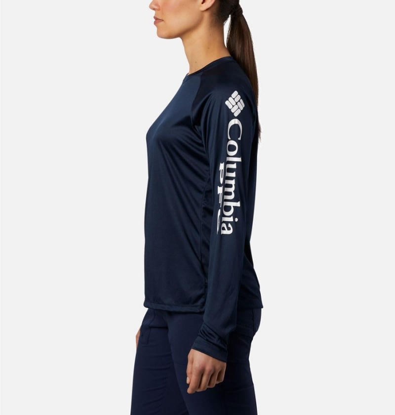 Columbia PFG Tidal II Long Sleeve Women's T-Shirt Navy | TIFJZX-310