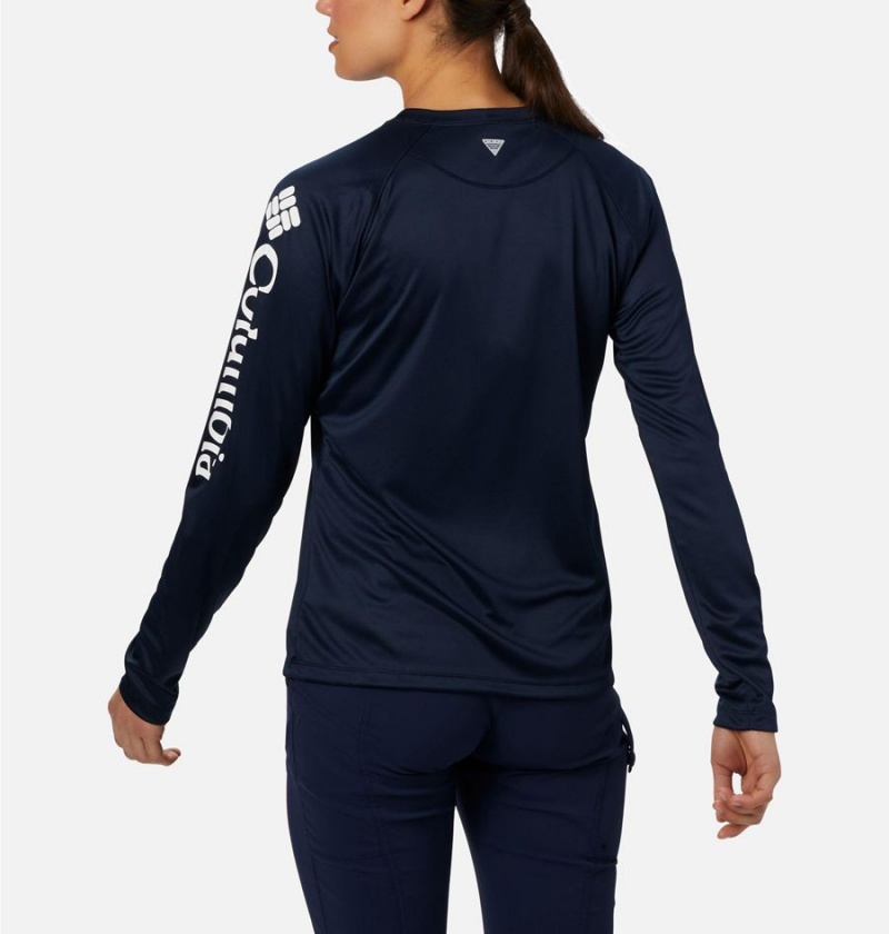 Columbia PFG Tidal II Long Sleeve Women's T-Shirt Navy | TIFJZX-310