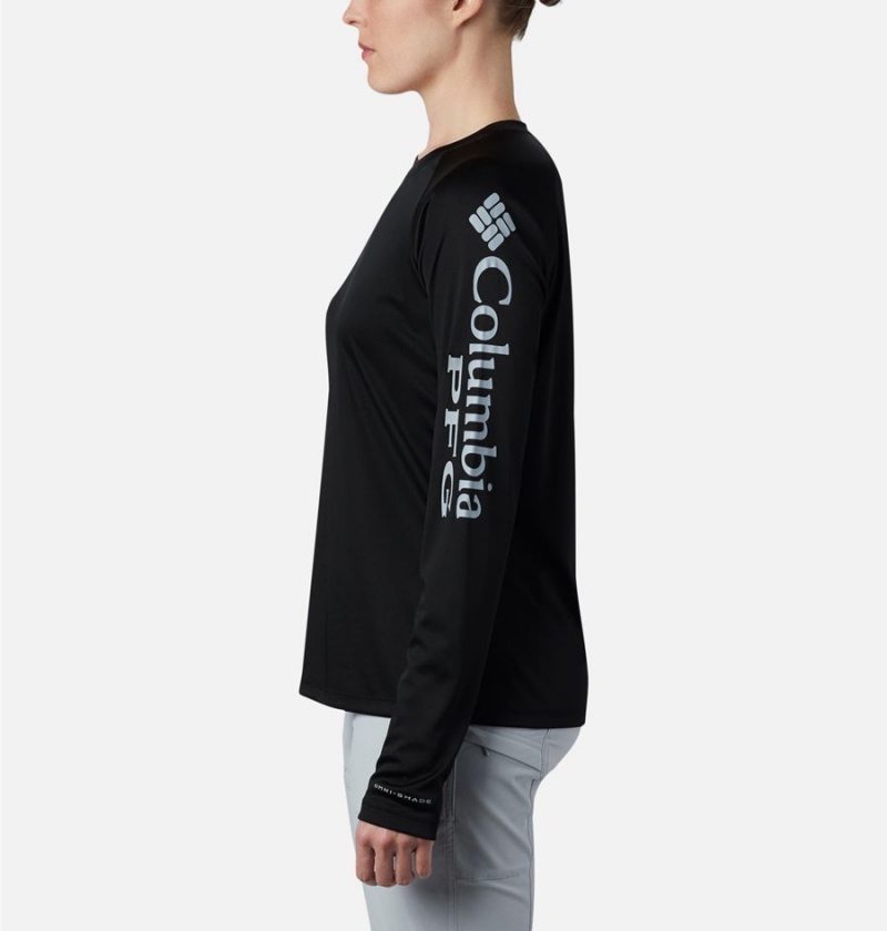 Columbia PFG Tidal II Long Sleeve Women's T-Shirt Black | LKYZGX-602