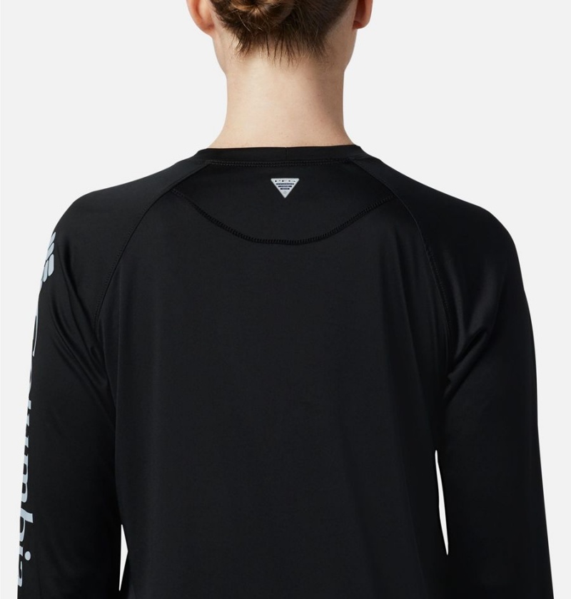 Columbia PFG Tidal II Long Sleeve Women's T-Shirt Black | LKYZGX-602