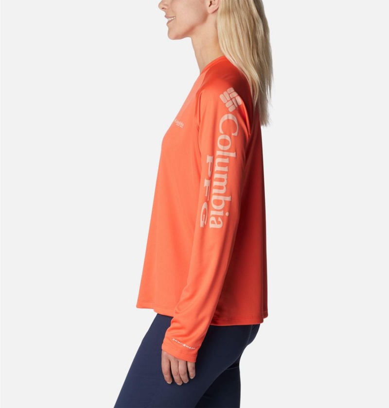Columbia PFG Tidal II Long Sleeve Women's T-Shirt Coral | PBQDIM-217